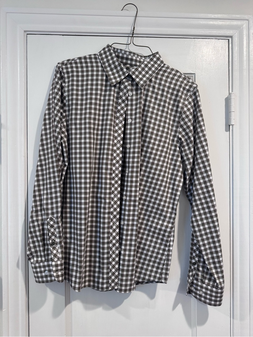Orvis Gray and White Gingham Button-Down Shirt